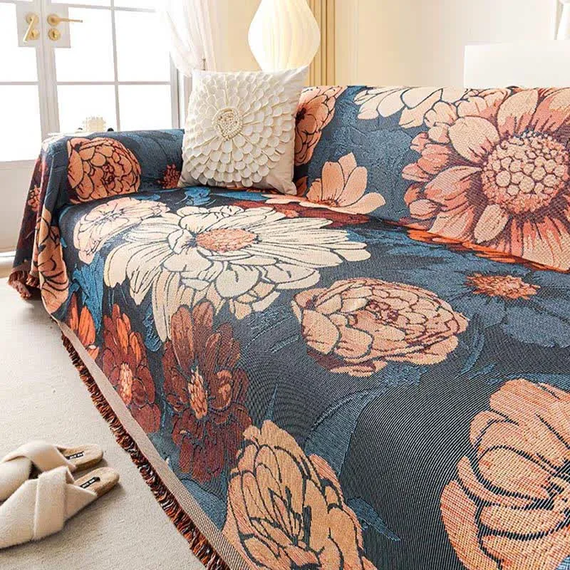 Coperta da divano in ciniglia e jacquard Camellia