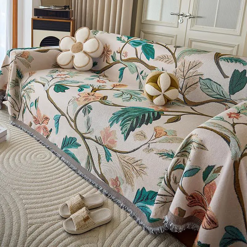 Coperta da divano con nappa a forma di foglia e ramo