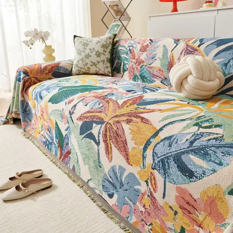 Coperta da divano con motivo floreale tropicale