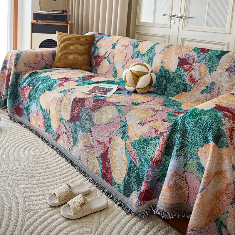 Coperta da divano vintage con motivo floreale