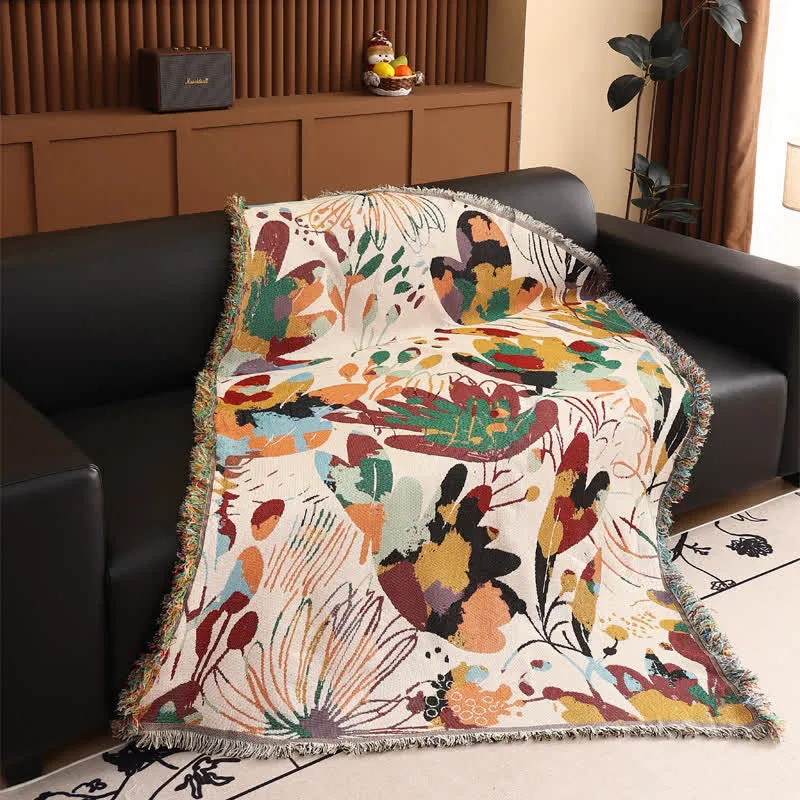 Coperta artistica in garza di cotone con farfalla