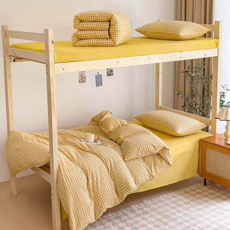 Set di biancheria da letto per dormitorio con copripiumino in cotone a quadri