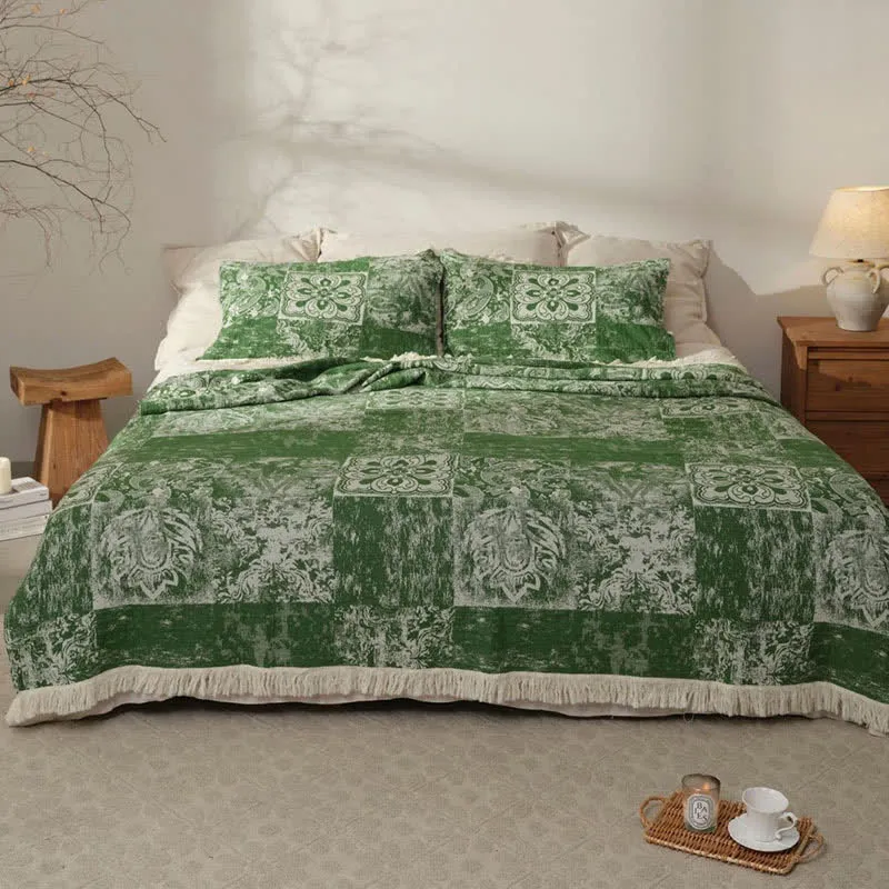 Trapunta con nappe morbide in garza di puro cotone in stile etnico