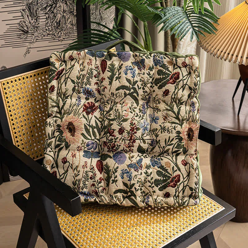 Cuscino per seduta morbido con motivo floreale jacquard