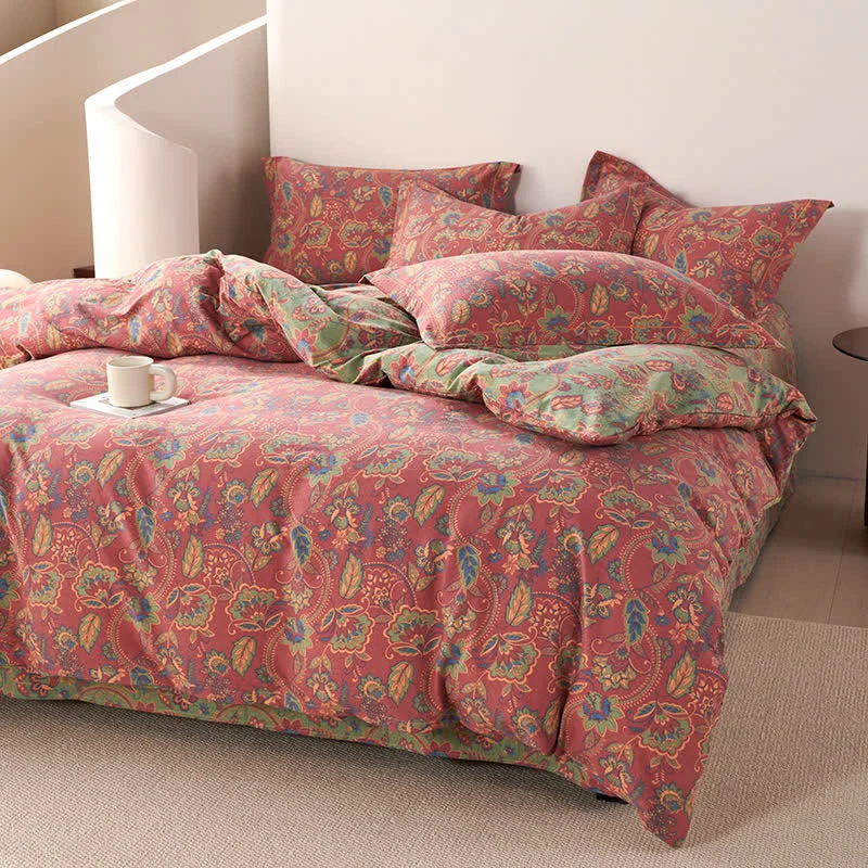Set di biancheria da letto reversibile in cotone boemo (4 pezzi)