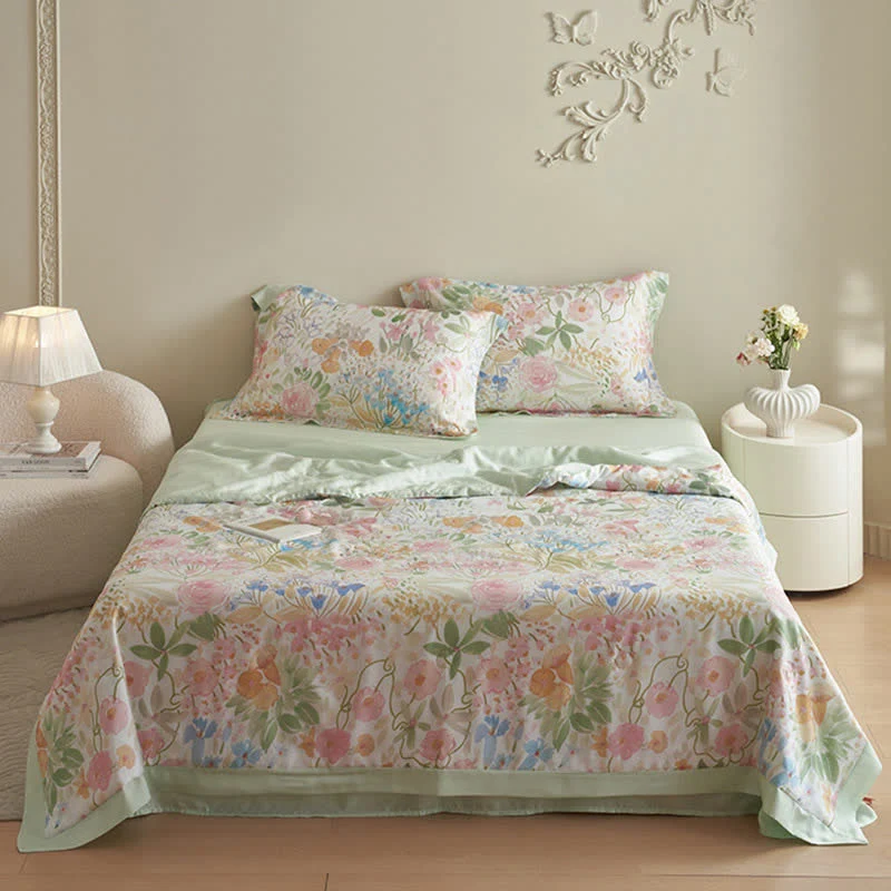 Elegante set di biancheria da letto estiva floreale (4 pezzi)