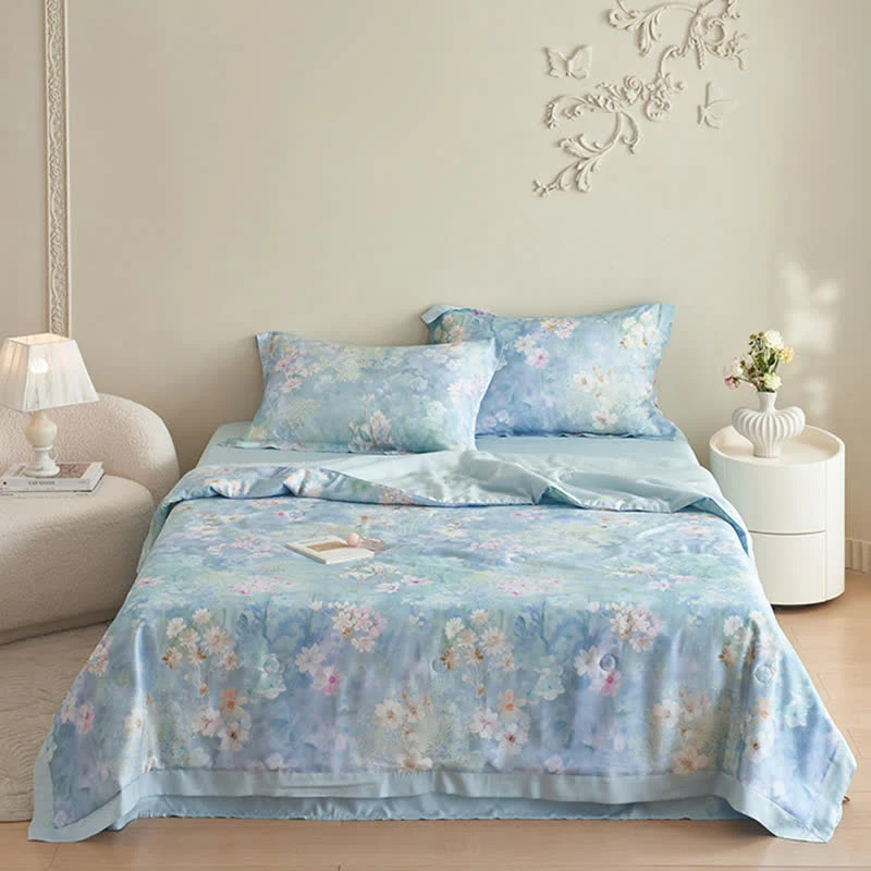 Set di biancheria da letto estiva floreale rustica (4 pezzi)