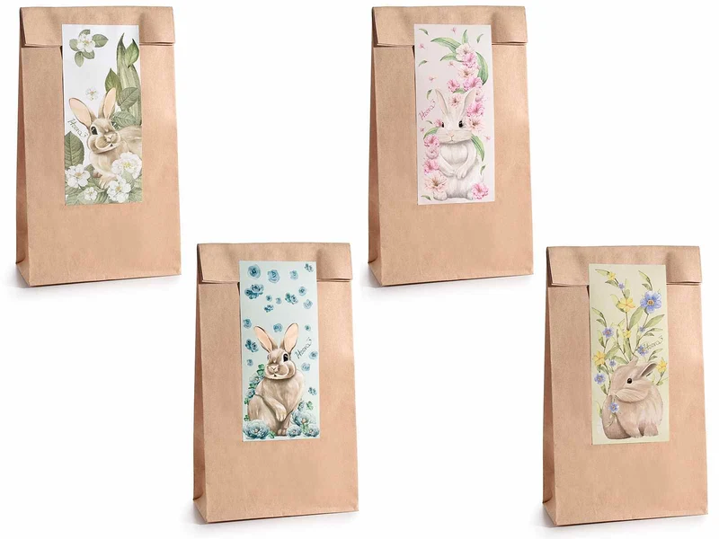 Sacchetto in carta kraft con etichetta pasquale set di 4