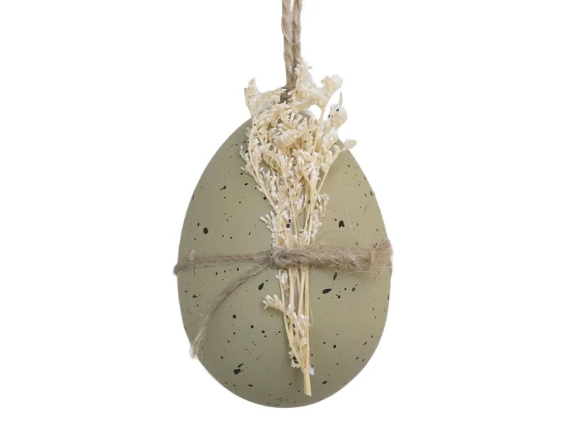 Uovo di Pasqua d'appendere verde polvere con fiore secco-Chic Antique