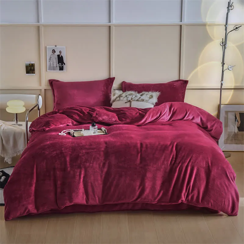 Set di biancheria da letto semplice reversibile in peluche