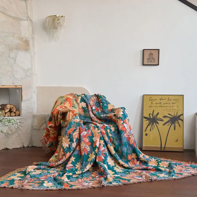 Coperta in cotone con nappe floreali