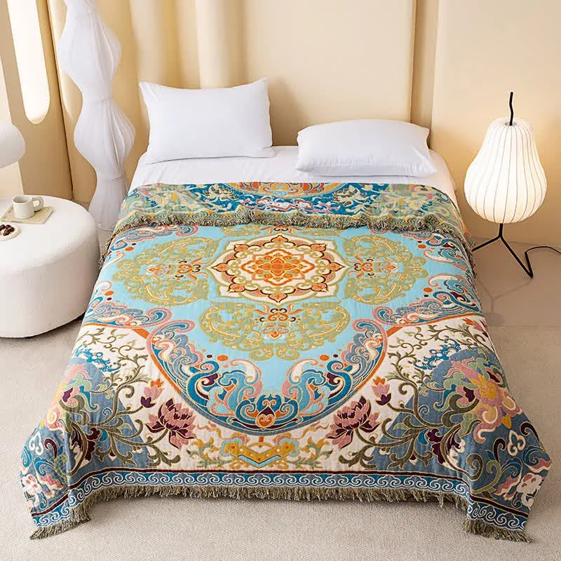 Trapunta in garza di cotone con motivo vintage Lotus