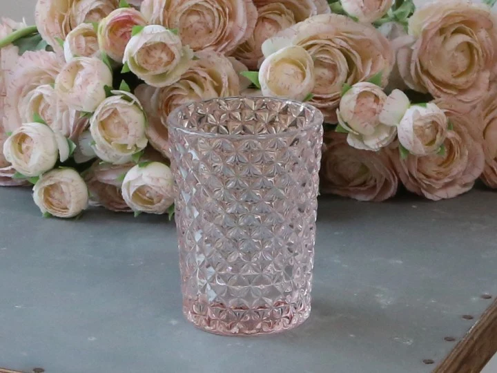 Set di 2 pezzi portaspazzolino e portasapone in vetro rosa-Chic Antique