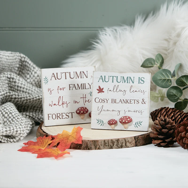 Targhetta in legno Autumn 12x12x2
