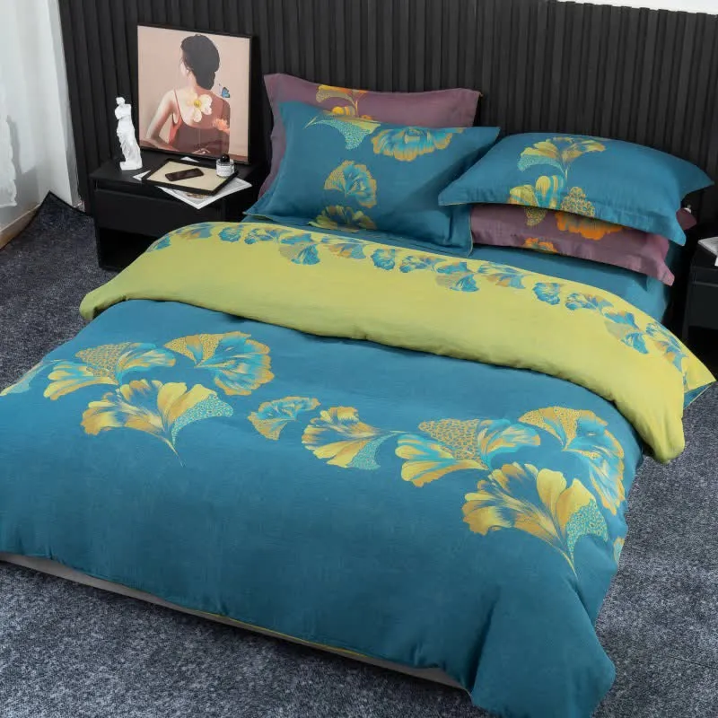 Set di biancheria da letto in garza di cotone ispirata al ginkgo (4 pezzi)