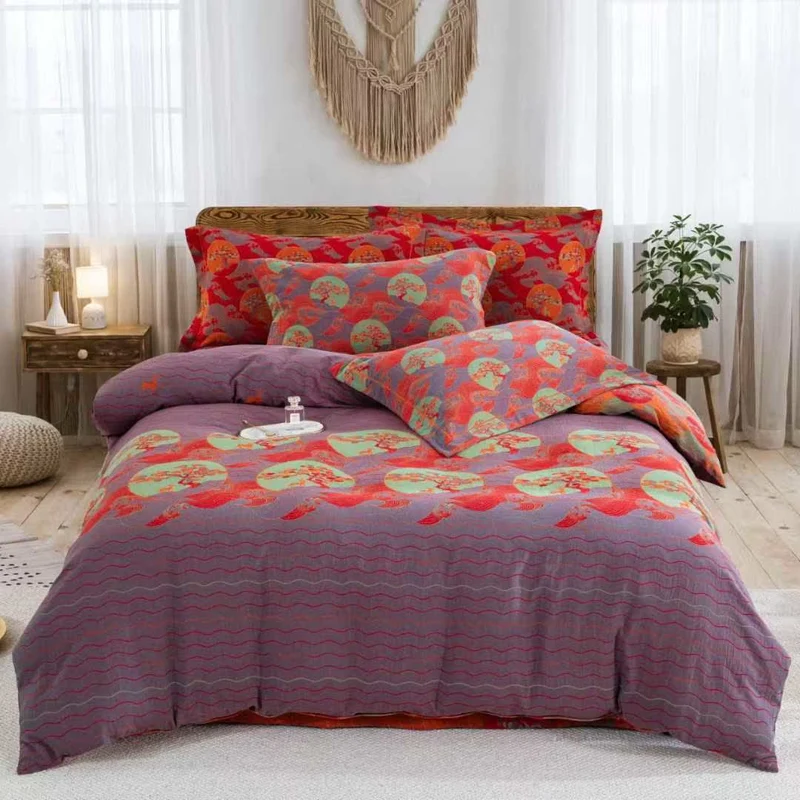 Set di biancheria da letto in cotone Oriental Sea Moon (4 pezzi)