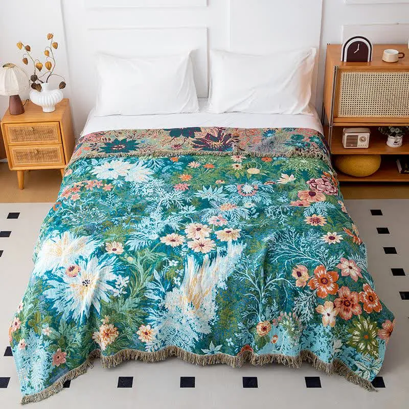 Trapunta con nappe in garza di cotone Forest Daisy
