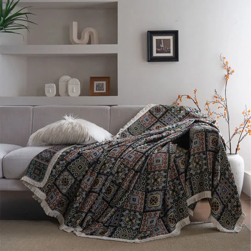 Coperta da divano con motivo geometrico a quadri