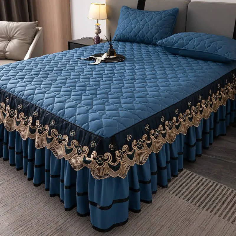 Lenzuolo con gonna da letto trapuntata in pizzo a forma di cuore Ownkoti