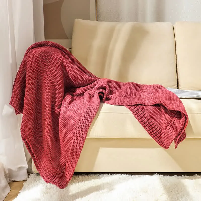 Coperta lavorata a maglia semplice in tinta unita Ownkoti