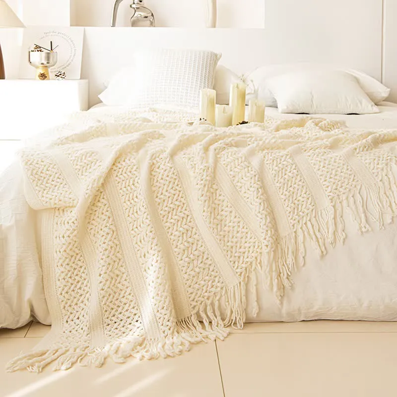 Coperta in maglia geometrica a trecce Ownkoti