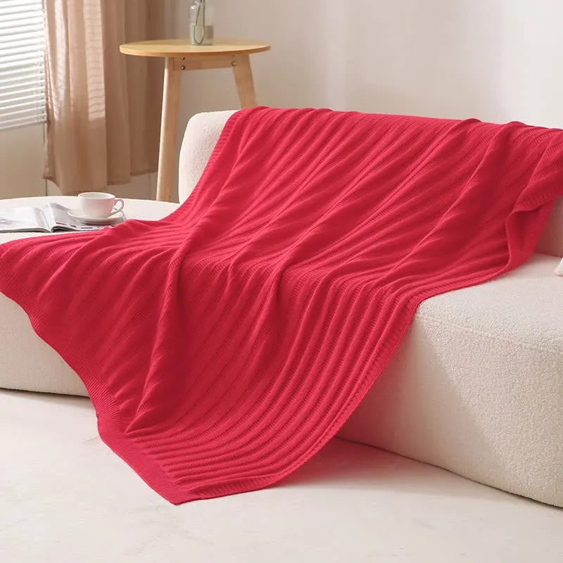 Coperta lavorata a maglia con trama a righe solide Ownkoti