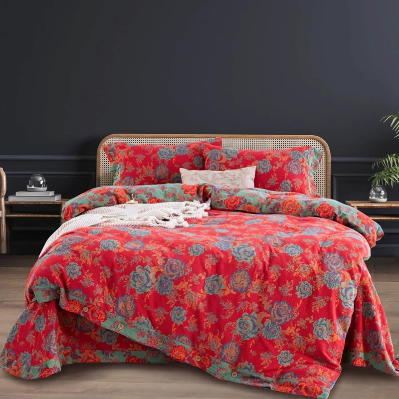 Biancheria da letto in garza di puro cotone Ownkoti Peony (4 pezzi)