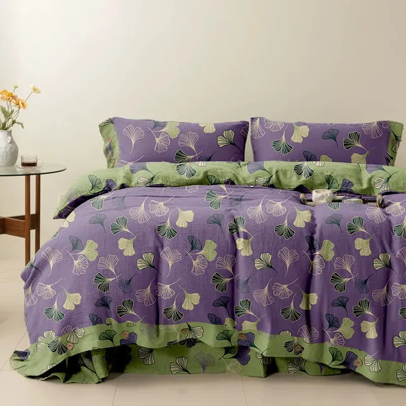 Set di biancheria da letto reversibile in cotone Ginkgo Ownkoti (4 pezzi)