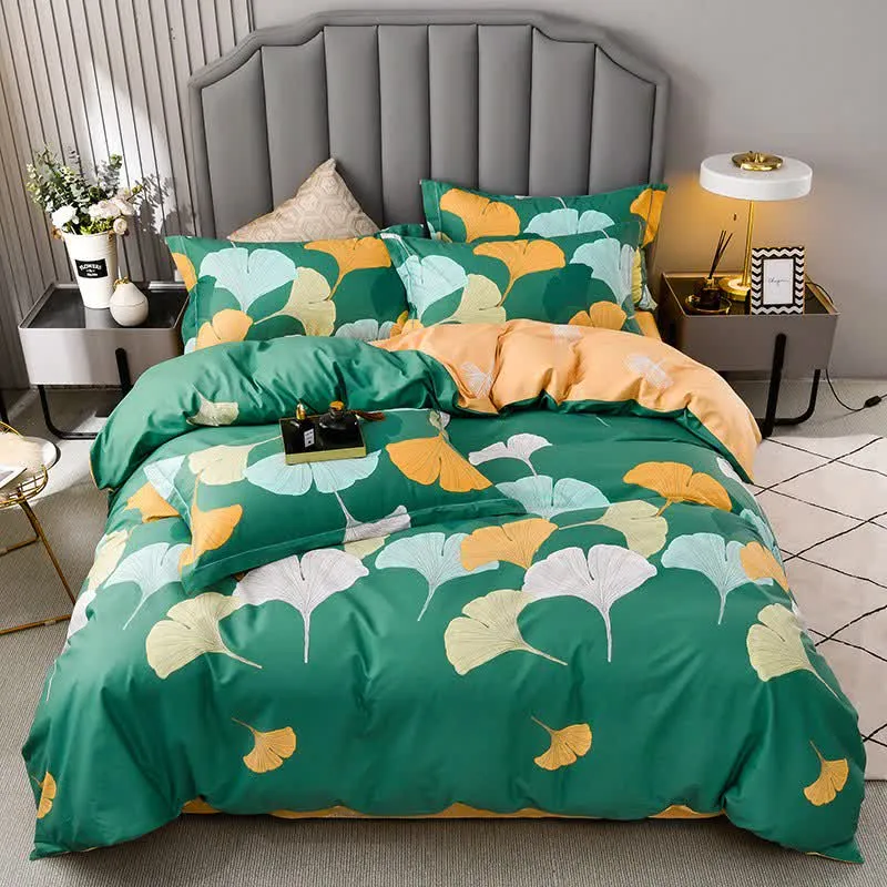 Biancheria da letto reversibile in cotone con foglie di ginkgo Ownkoti