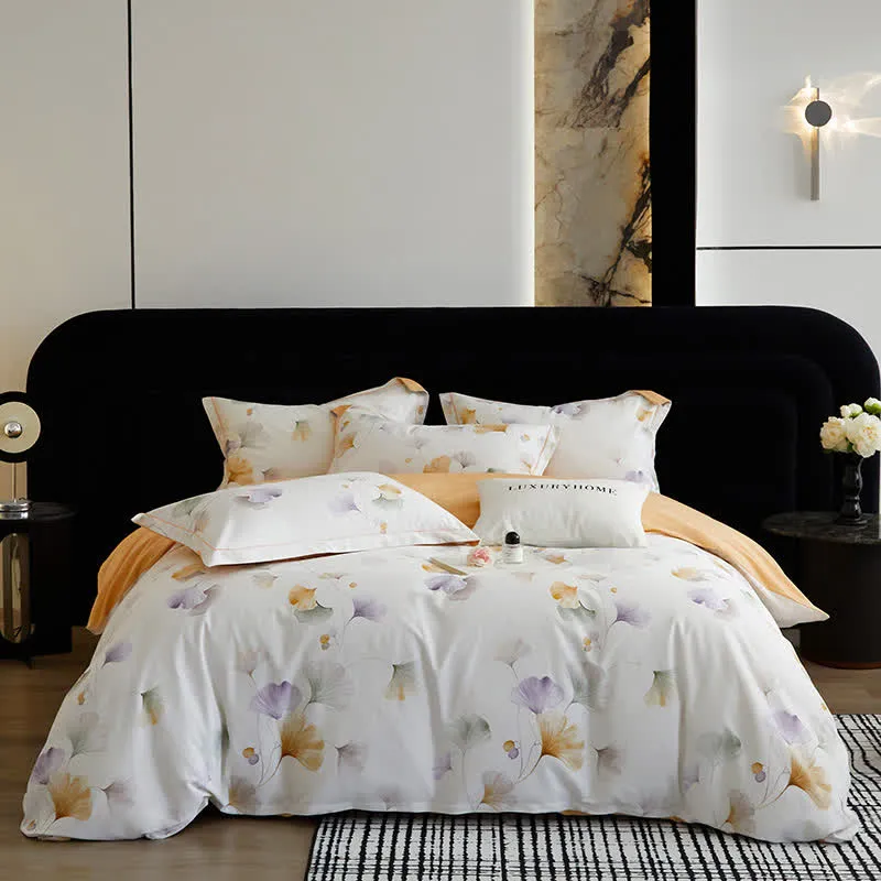 Set di biancheria da letto in cotone spazzolato Ginkgo elegante Ownkoti (4 pezzi)