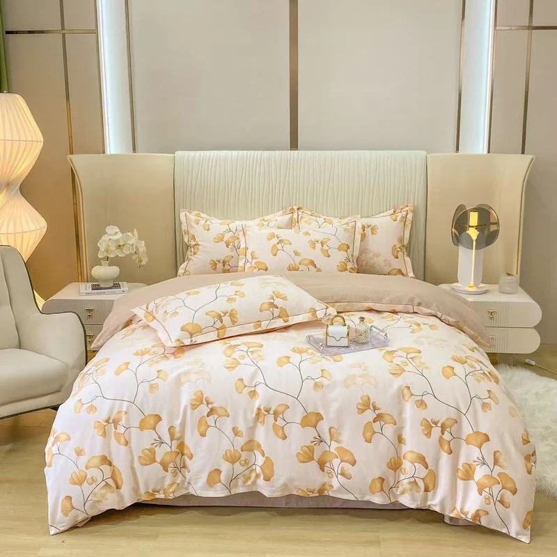 Set di biancheria da letto in cotone Ginkgo ispirato al raccolto di Ownkoti (4 pezzi)