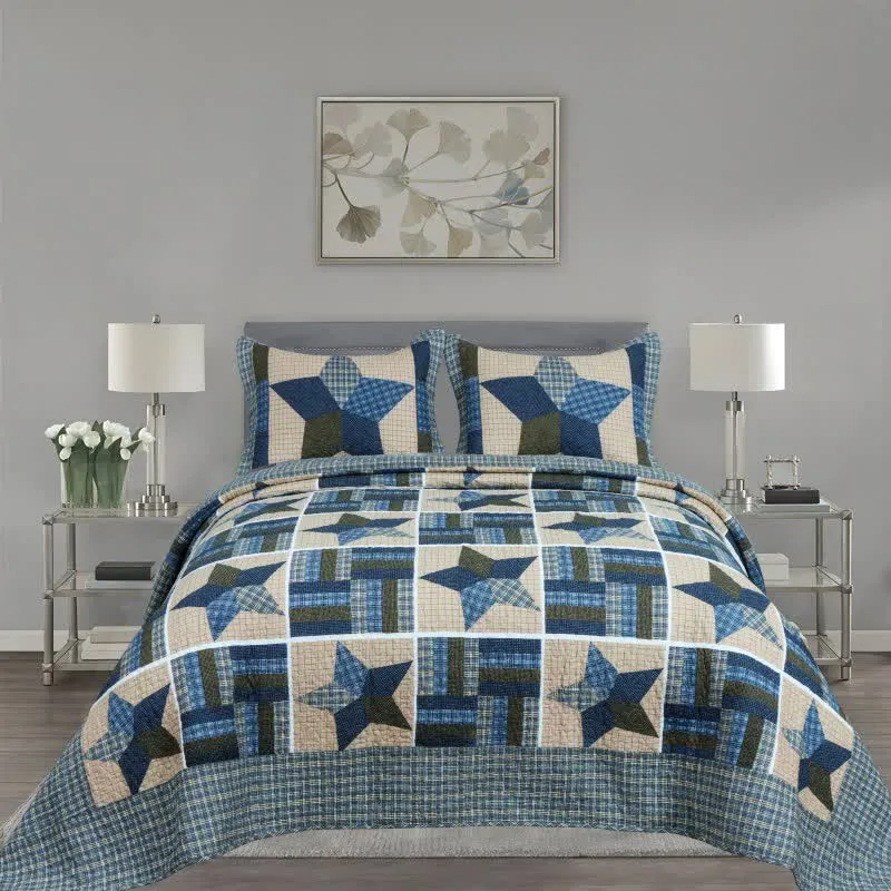 Copriletto in cotone patchwork vintage a forma di stella Ownkoti