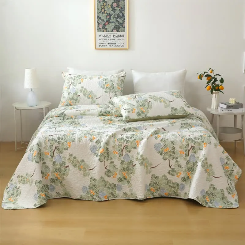 Biancheria da letto trapuntata in puro cotone con motivo albero rustico