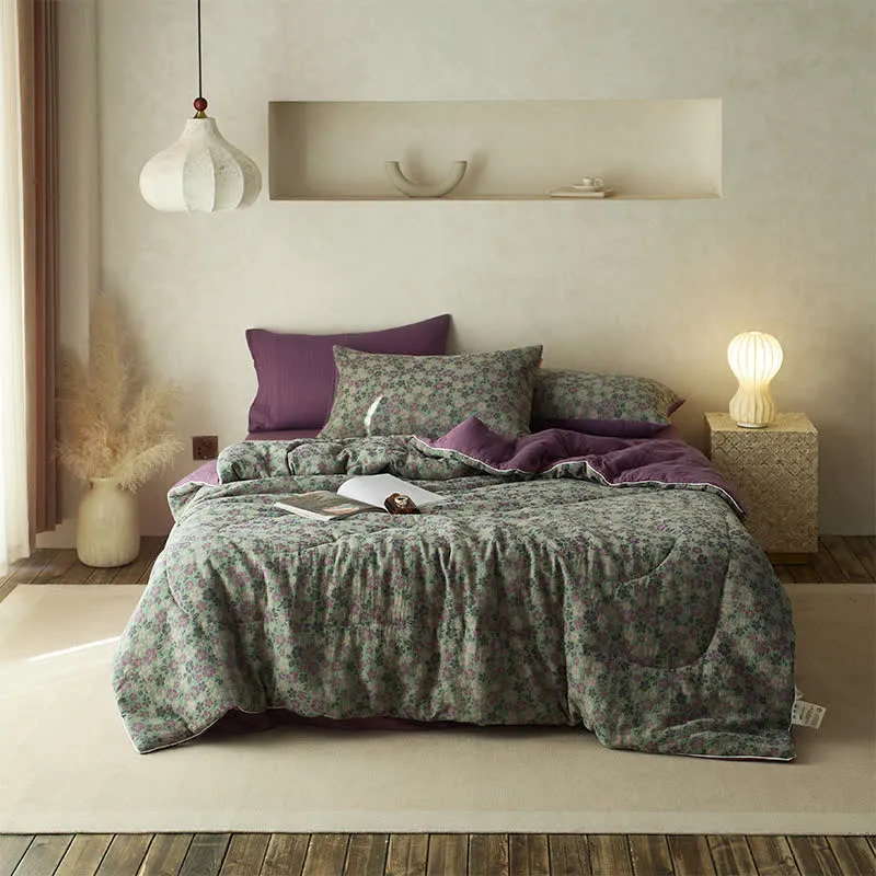 Comoda biancheria da letto in garza di cotone con fiori jacquard