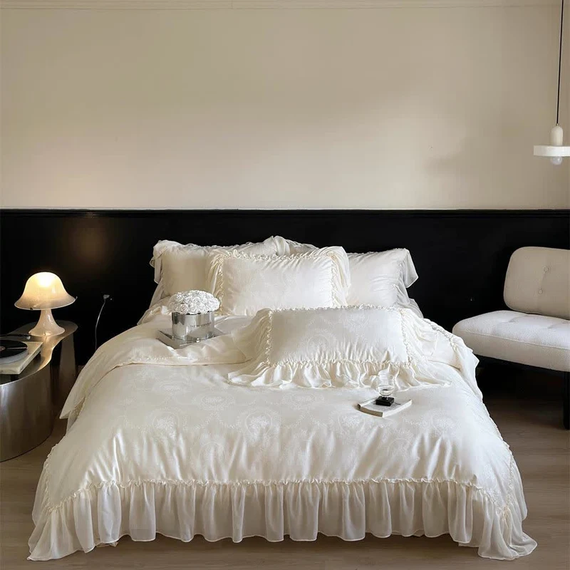 Set di biancheria da letto in raso di cotone French Country (4 pezzi)