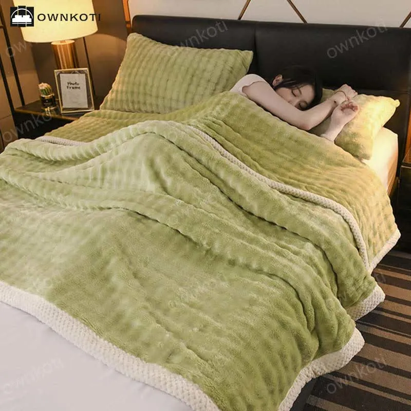 Coperta in pile morbido reversibile tinta unita