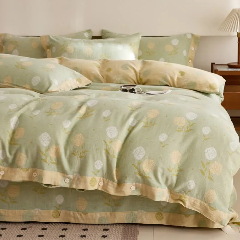 Biancheria da letto in garza di cotone jacquard rosa pastello
