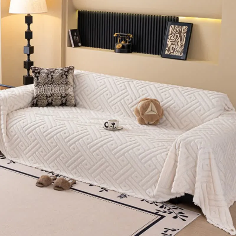 Coperta da divano con trama geometrica a righe