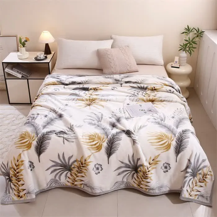 Coperta calda con stampa a foglie