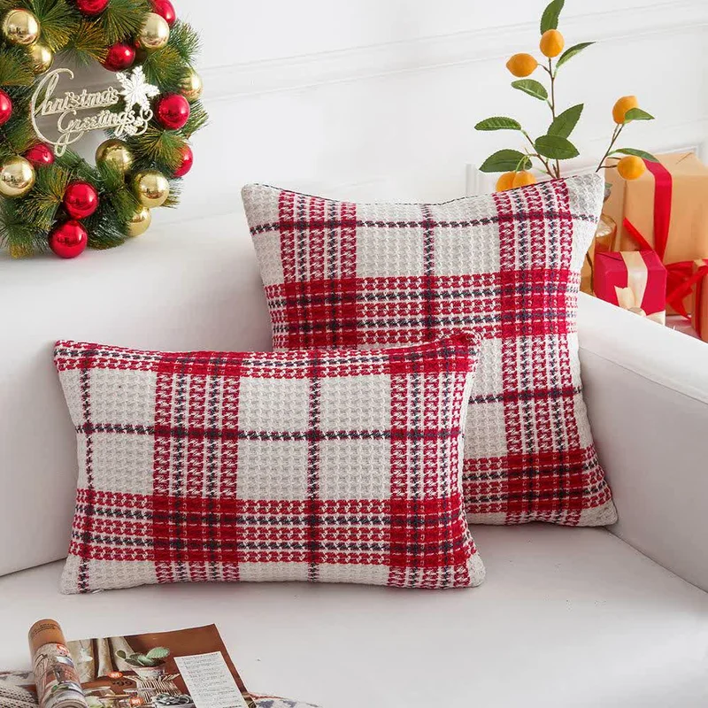 Federa decorativa moderna in jacquard a quadri