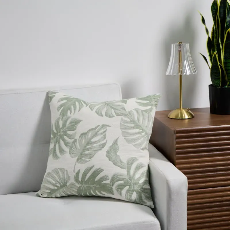 Federe quadrate in jacquard di garza di cotone Monstera (2 pezzi)