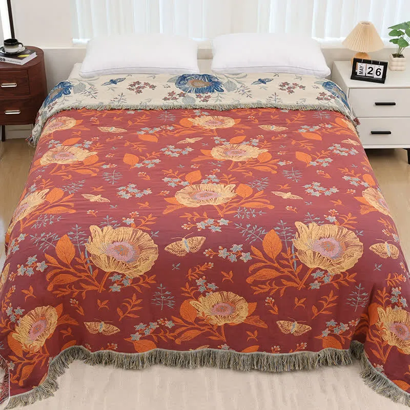 Trapunta reversibile in garza di puro cotone Lotus