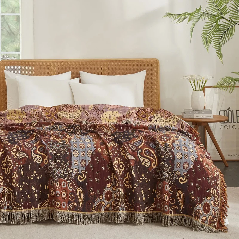Trapunta in garza di cotone Boho Paisley