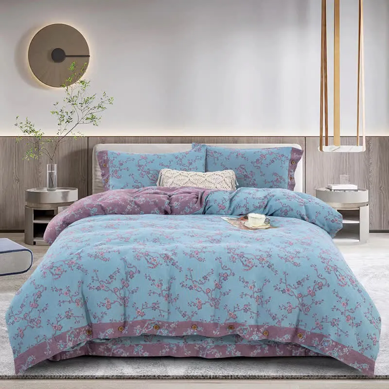 Set di biancheria da letto in garza di cotone jacquard Wintersweet (4 pezzi)