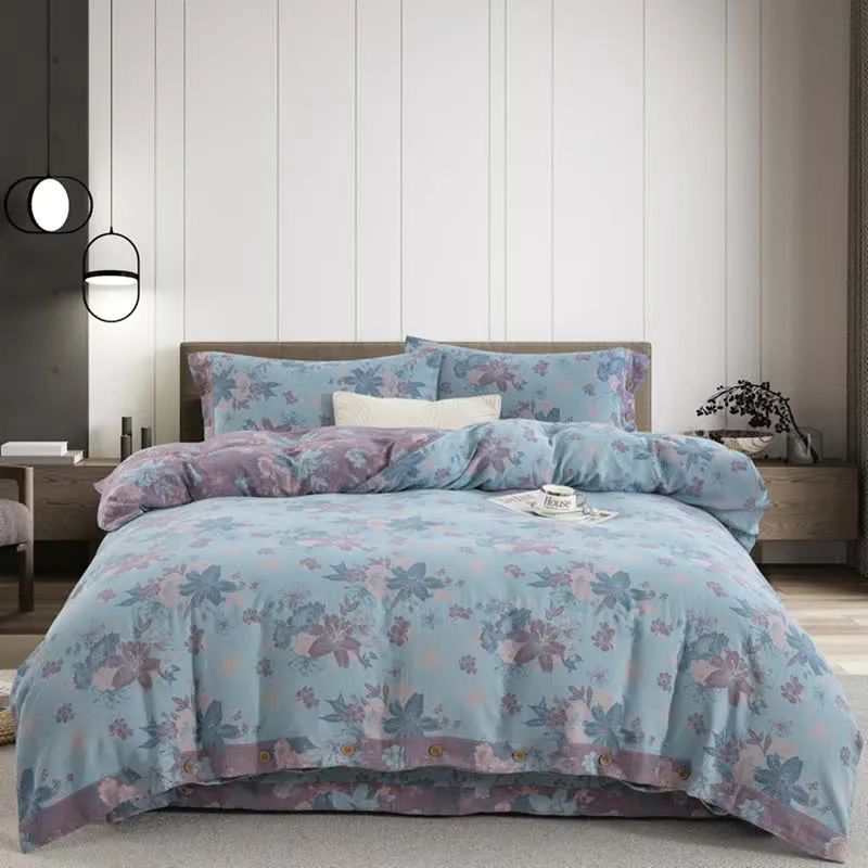 Set di biancheria da letto in garza di cotone jacquard Lily (4 pezzi)