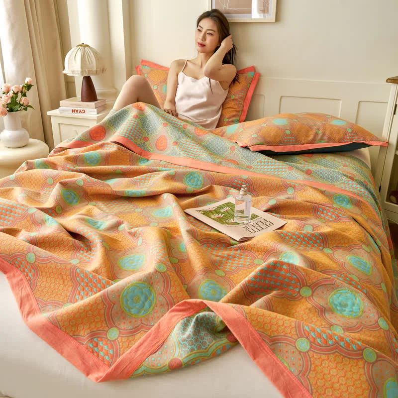 Trapunta reversibile in garza di cotone vintage jacquard