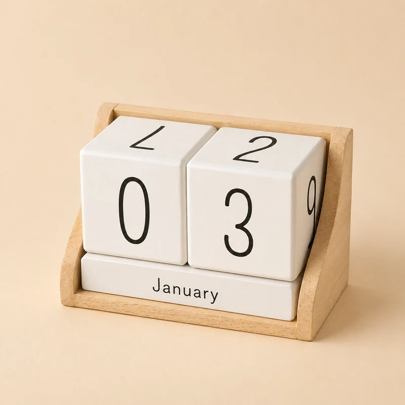Calendario perpetuo da tavolo in legno