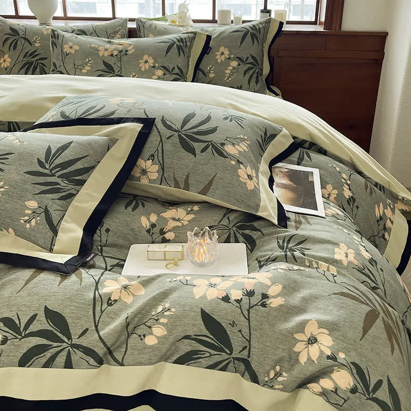 Set di biancheria da letto floreale in cotone spazzolato Refresh (4 pezzi)