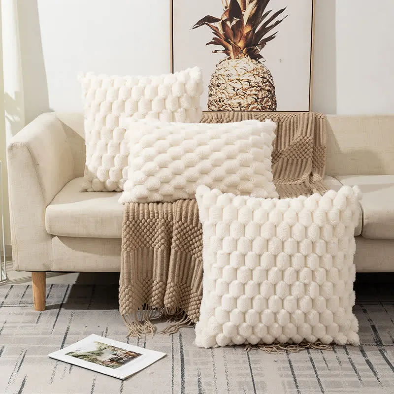 Federa decorativa soffice in velluto con fiocco di neve jacquard
