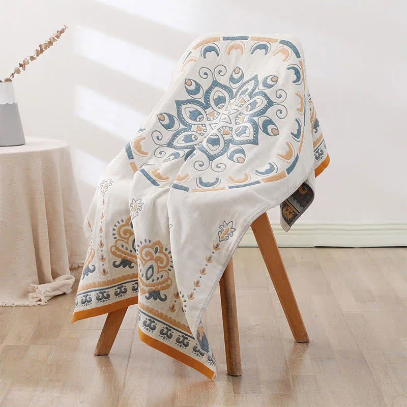 Asciugamano da bagno in cotone jacquard con stampa floreale Ownkoti
